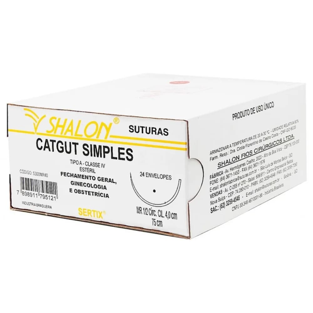 Fio de Sutura Catgut Simples 4.0 com Agulha 3.0cm