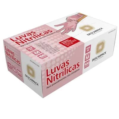 Luva de Nitrilo Pink Média
