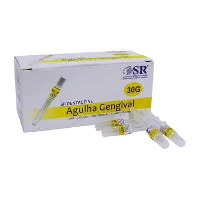 AGULHA GENGIVAL CURTA ESTÉRIL 30G 0,30X22MM 100UN SR DENTAL-FINE
