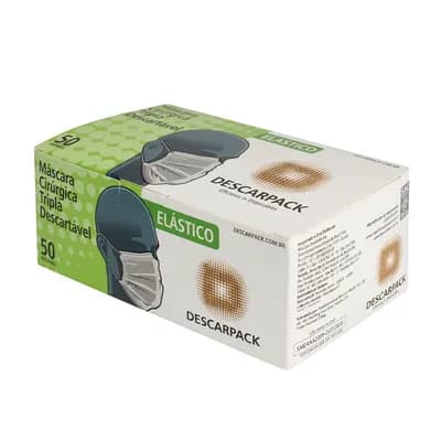 MÁSCARA CIRÚRGICA TRIPLA C/ELÁSTICO C/ANVISA 50UN DESCARPACK