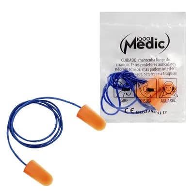 PROTETOR AURICULAR TIPO PLUGUE COM CORDAO O PAR 1000MEDIC