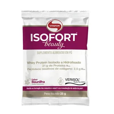 WHEY PROTEIN ISOLADO SABOR BAUNILHA SACHÊ 25G ISOFORT BEAUTY VITAFOR