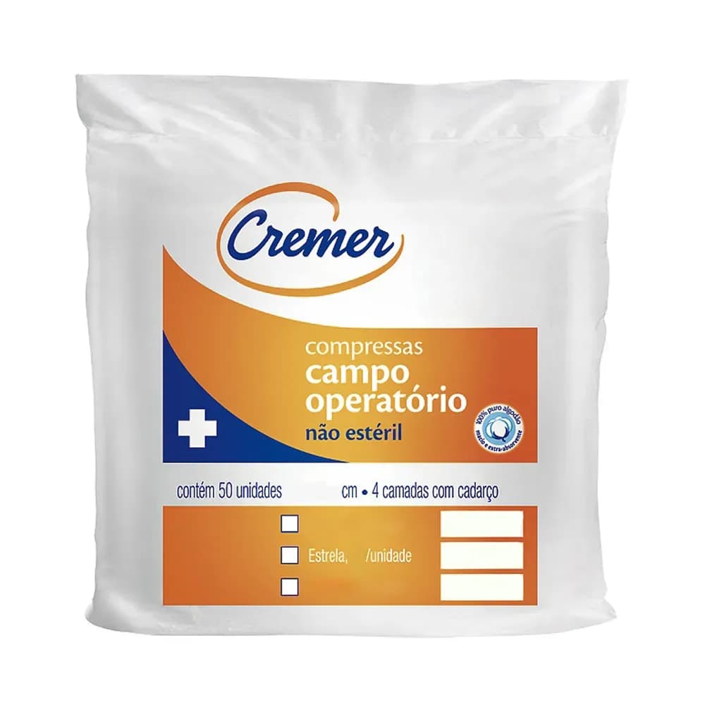 COMPRESSA CAMPO OPERATÓRIO ESTRELA NÃO ESTÉRIL 45X50CM 50UN CREMER