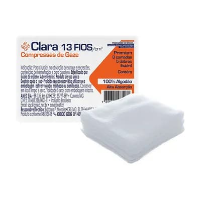 COMPRESSA DE GAZE ESTÉRIL HÉRIKA 13 FIOS 7,5X7,5CM 5UN AMED