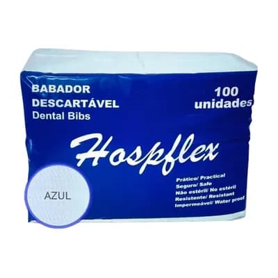 BABADOR ODONTOLÓGICO DESCARTÁVEL AZUL C/100UN HOSPFLEX