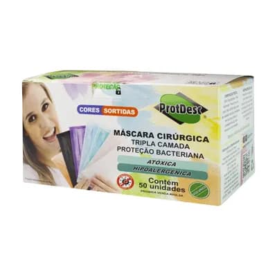 MÁSCARA CIRÚRGICA TRIPLA SORTIDA C/ELÁSTICO C/50UN PROTDESC