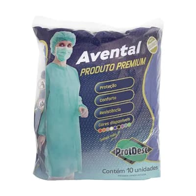 AVENTAL TNT DESCARTÁVEL SEM MANGA AZUL GM40 10UN PROTDESC