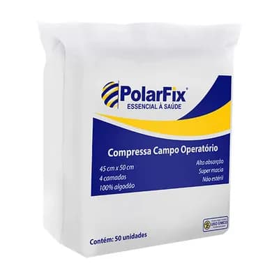 COMPRESSA CAMPO OPERATÓRIO NÃO ESTÉRIL FIO RADIOPACO 45X50CM 50UN POLARFIX