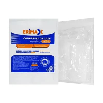 COMPRESSA DE GAZE 7,5X7,5 ESTÉRIL C/10UN PREMIUM 11F ERIMAX