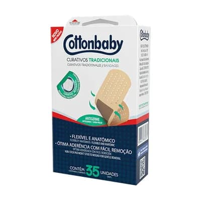 CURATIVO BAND AID ANTIGERME PEQUENAS FERIDAS 35UN COTTONBABY