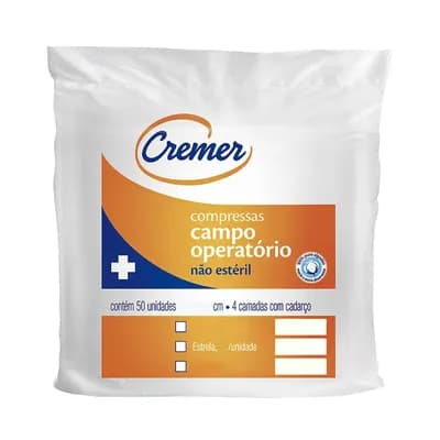 COMPRESSA NÃO ESTÉRIL FIO RADIOPACO ESTRELA 45X50CM 35G 50UN CREMER