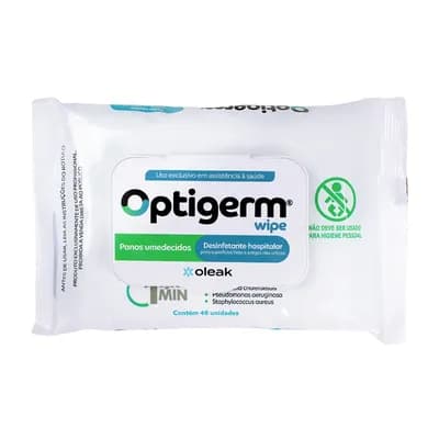 LENÇO DESINFETANTE HOSPITALAR 19X14CM 48UN WIPE OPTIGERM