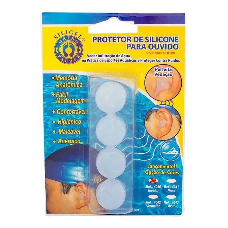 PROTETOR AURICULAR SILICONE C/4 TRANSPARENTE ORTHO PAUHER