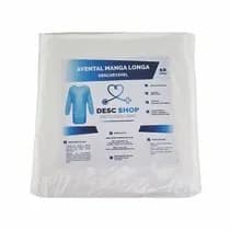 Avental Descartável Manga Longa com Punho Látex Branco 30g - Desc Shop