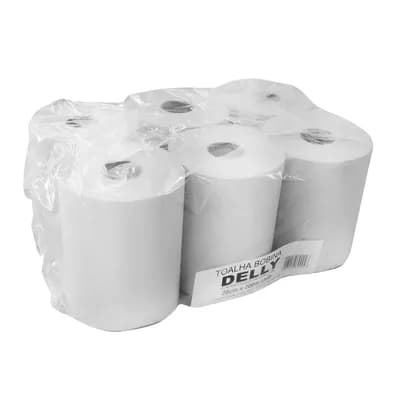 PAPEL TOALHA ROLO BOBINA 20CMX200METROS COM 6 UNIDADES DELLY