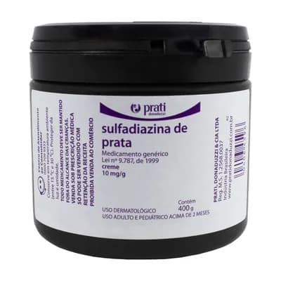 SULFADIAZINA PRATA CREME DERMATOLÓGICO ANTI FUNGO 400G PRATI