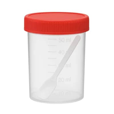 Coletor Universal 50ML Cristal Tampa Vermelha com pá 100UN - 132