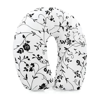 ALMOFADA APOIO DE PESCOÇO AJUSTÁVEL BRANCO FLORAL NATURAL
