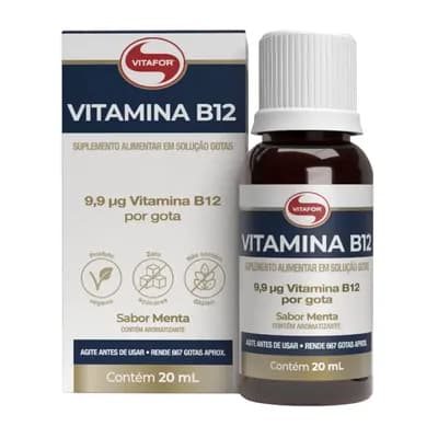 VITAMINA B12 ALTA CONCENTRAÇÃO SABOR MENTA EM GOTAS 20ML VITAFOR