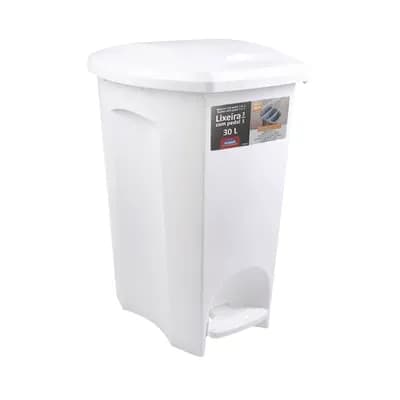 LIXEIRA PRÁTICA 3 EM 1 COM PEDAL BRANCA 30L PLASÚTIL