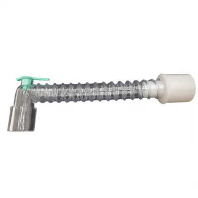 ESPAÇO MORTO PVC ESPIRALADO 12CM C/ CONECTOR 90° C/ ENTRADA E TAMPA (22M/15F x 22F) (ANVISA: 80677040007)
