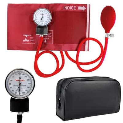 Aparelho de Pressão Adulto Nylon Velcro Vermelho - Premium