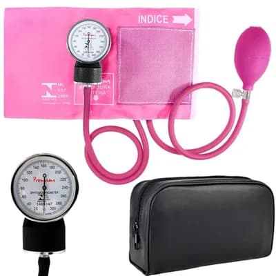 Aparelho de Pressão Adulto Nylon Velcro Rosa - Premium