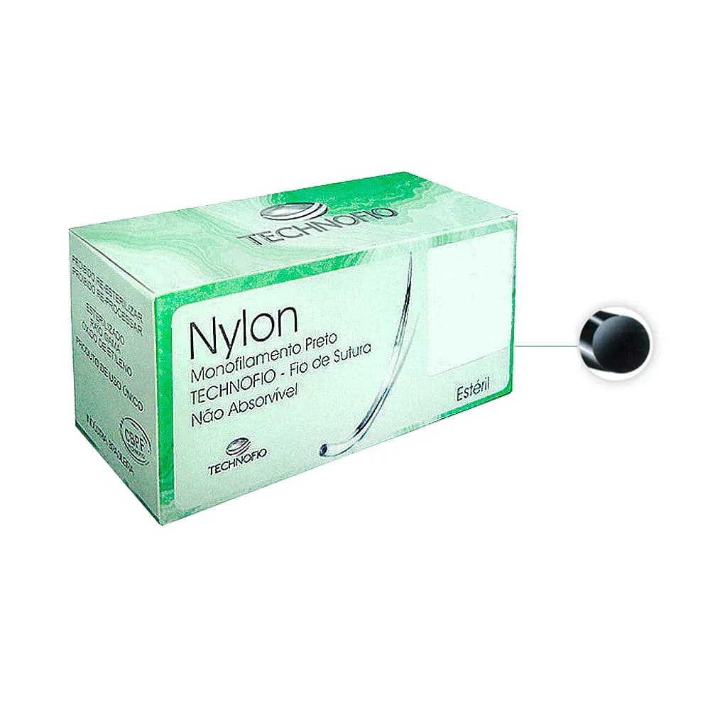 FIO DE SUTURA NYLON 6-0 MONOFILAMENTO PRETO 24UN TECHNOFIO