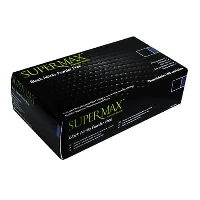 LUVA NITRÍLICA NÃO-CIRÚRGICA SEM PÓ PRETA C/100UN SUPERMAX