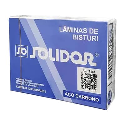 LÂMINA DE BISTURI EM AÇO CARBONO COM 100 UNIDADES SOLIDOR