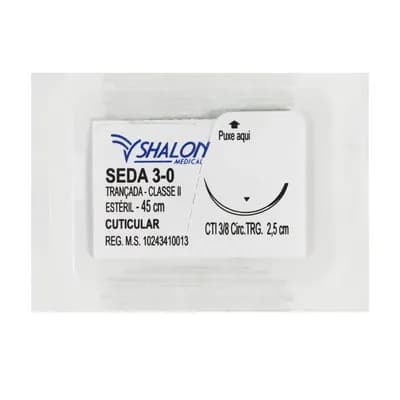 FIO SUTURA SEDA PRETA TRANÇADA CUTICULAR ESTÉRIL SHALON