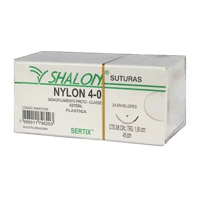 FIO SUTURA NYLON PRETO CIRURGIA PLÁSTICA C/24UN SHALON