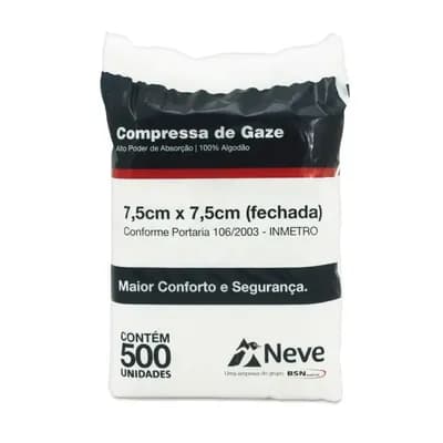 COMPRESSA DE GAZE TELA 7,5X7,5CM C/500UN NEVE