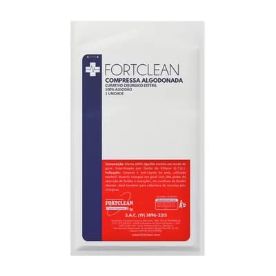 COMPRESSA ALGODONADA CURATIVO CIRÚRGICO ESTÉRIL FORTCLEAN