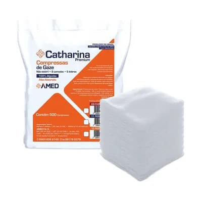 COMPRESSA DE GAZE 7,5X7,5CM CATHARINA PREMIUM 500UN AMED