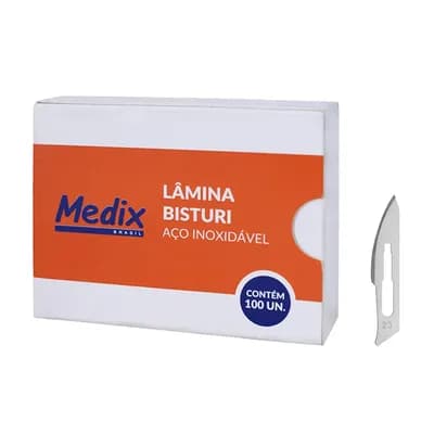 LÂMINA BISTURI AÇO INOX DESCARTÁVEL 100UN MEDIX