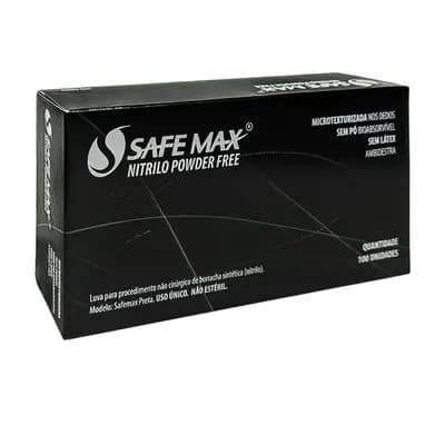 LUVA NITRÍLICA PROCEDIMENTO SEM PÓ COR PRETA 100UN SAFEMAX