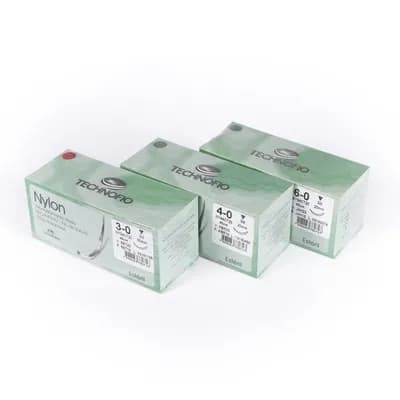 Fio de Sutura Preto Agulhado Nylon N. 3 Technofio 2 cm CX C/24