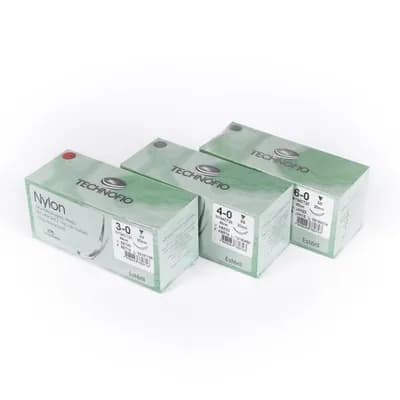 Fio de Sutura Preto Agulhado Nylon N. 4 - Technofio