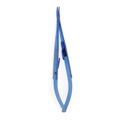 Porta Agulha Castroviejo c/ Trava Curvo 14 cm Titânio