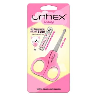 Conjunto para Unhas Unhex Tesoura + Cortador Baby Rosa 04010035