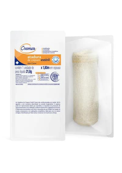 Atadura de Crepom Estéril Cysne 13F 20 CM X 1,8 M 72 UN 673326