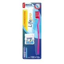 Escova Dental Life Pro Adulto Macia + Fio Dental Slide Pro Menta - Medfio