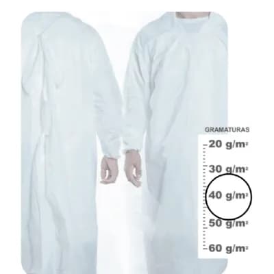 Avental de Procedimento Branco Manga Longa 1,00 X 1,40 40G Pacote com 05UN