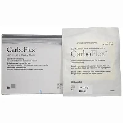 Curativo Carboflex Carvao Ativado Com Alginato de Cálcio e Sódio 10cm x 10cm - Convatec