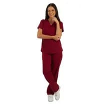 Blusa Scrub Feminina Unik Manga Curta Bordô - FunWork