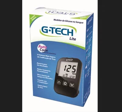Kit Monitor de Glicemia G-Tech Lite Com 10 Tiras +10 Lancetas