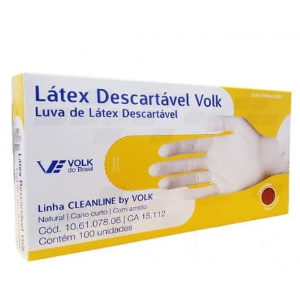 Luva Látex Descartável Volk Do Brasil Natural com Amido G - Portal do Médico