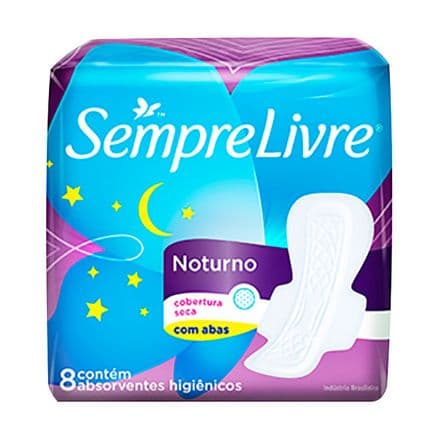 Absorvente Sempre Livre Noturno Cobertura Seca Com Abas 8un