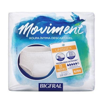 Roupa Íntima Descartável Bigfral Moviment G/EG 8 Unidades - Portal do Médico
